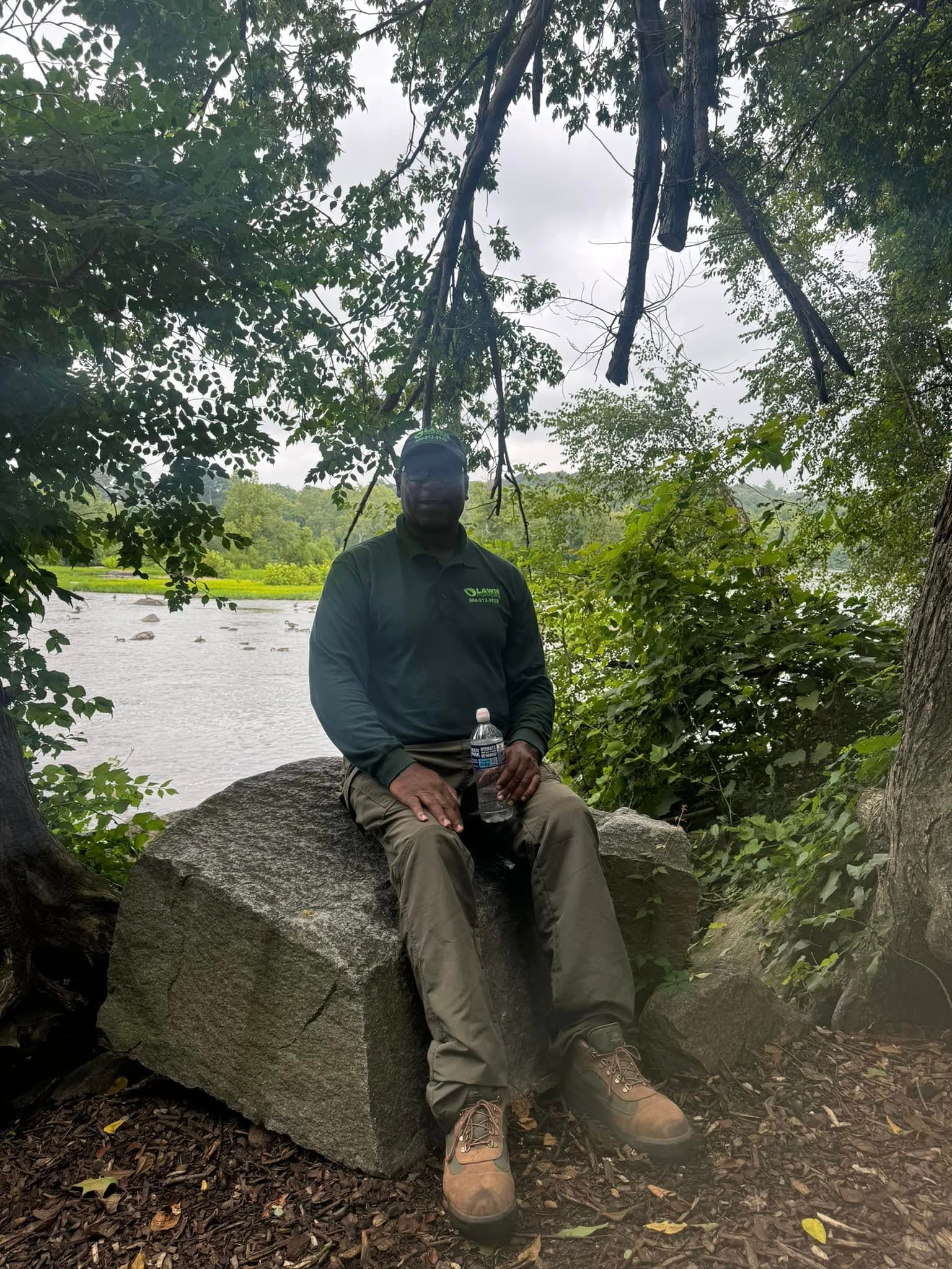 Keith Lewis, owner of Lawn Popper's LLC, on a job in Mechanicsville, VA